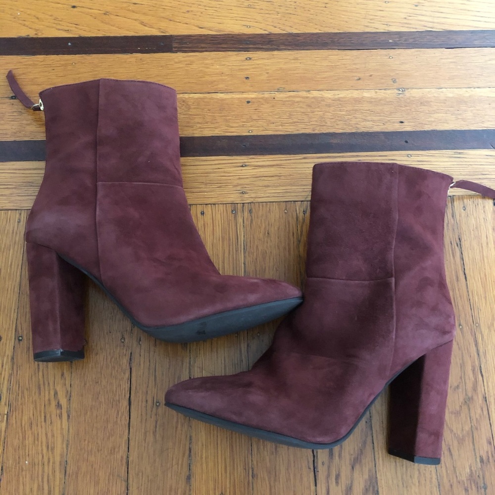 NEW Seychelles suede booties heels maroon 8 zip